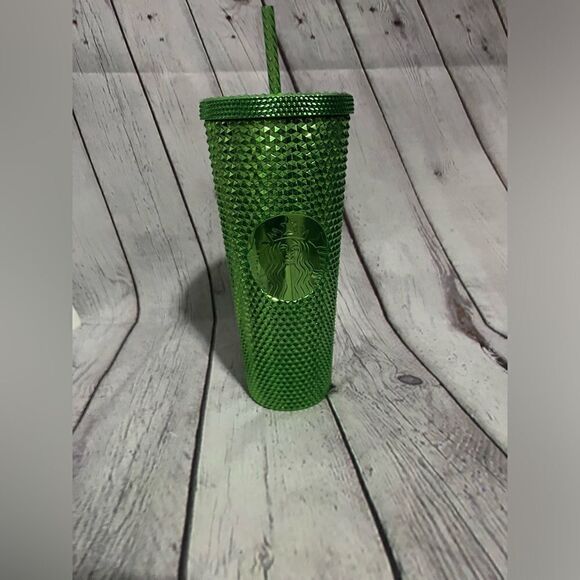 Starbucks Holiday 2023 Green Metallic Bling Venti Cold Cup Tumbler - Picture 1 of 3